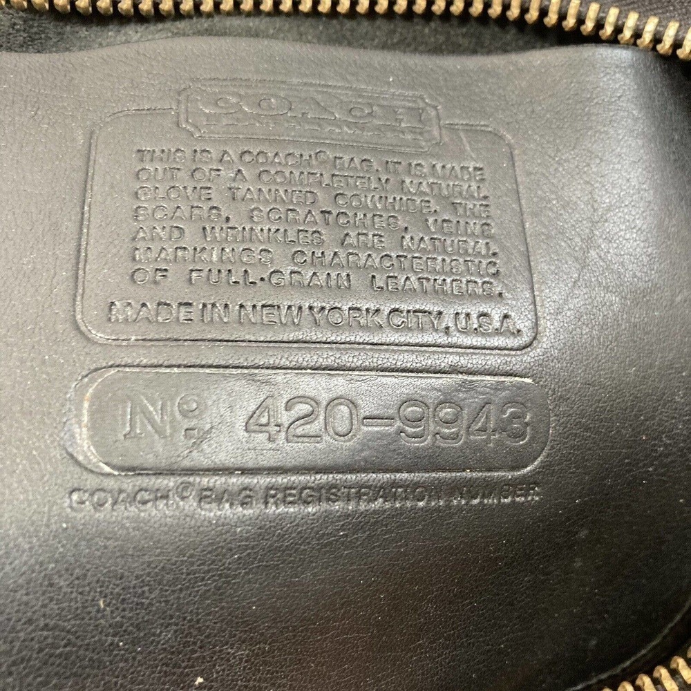 Coach Vintage NYC Black Slim Leather Satchel #9943 Unisex Bag Conditioned‎ - Picture 9 of 12